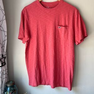 Vineyard vines mens heather red short sleeved pocket shirt size medium resort ca
